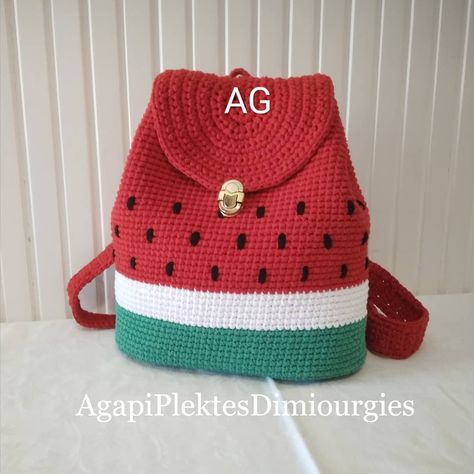 Crochet Watermelon Bag, Crochet Handbag Patterns Free, Crochet Bag Ideas, Pack Instagram, Crochet Tee, Crochet Fruit, Amazing Crochet, Crochet Humor, Tapestry Bag