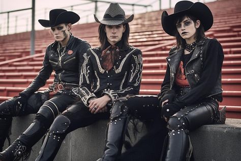 Cowboy Halloween Costume, Goth Cowboy, Cowboy Aesthetic, Goth Look, Southern Gothic, Baby Cowboy, Cowboy Style, Punk Outfits, Gothic Outfits