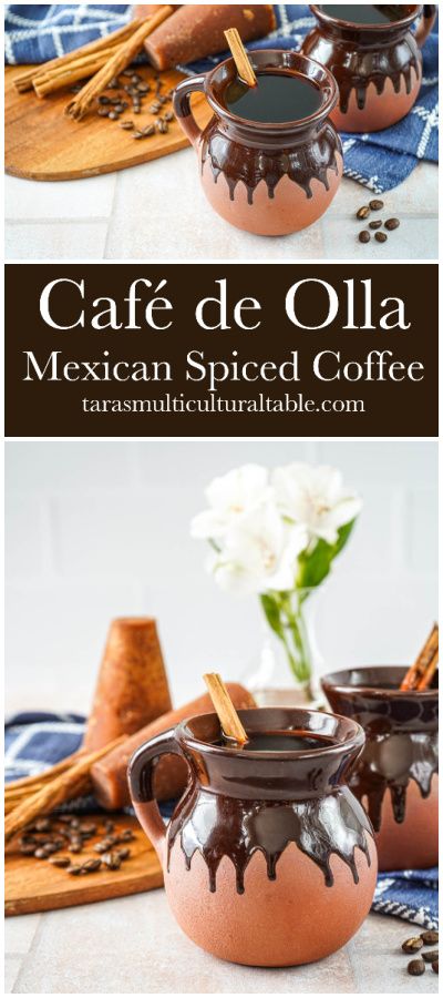 A recipe for Café de Olla (Mexican Spiced Coffee) from the cookbook, ¡Buenos Días!- Tara's Multicultural Table- This easy drink has a warming blend of coffee, piloncillo, cinnamon, vanilla, and cloves. How To Make Mexican Coffee, Mexican Coffee Recipe, Traditional Mexican Desserts, Fun Beverages, Oaxaca Cheese, Marmalade Recipe, Mexican Coffee, Chocolate Recipes Homemade, Easy Coffee Recipes