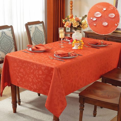 PRICES MAY VARY. PREMIUM QUALITY FABRIC: Made from high-quality, durable polyester, Larponder fall tablecloth is designed to withstand the test of time. Its tough texture and vibrant colors remain intact even after multiple washes. The intricate design of pinecones and leaves is woven with precision, ensuring a striking visual appeal that enhances your fall-themed decor. SEASONAL ELEGANCE: This fall rust tablecloth features a beautifully rich, warm hue that instantly elevates any dining space wi Harvest Dinner, Fall Tablecloth, Thanksgiving Tablecloth, Dinner Decor, Thanksgiving Harvest, Autumn Table, Dinner Decoration, Themed Decor, Fall Table