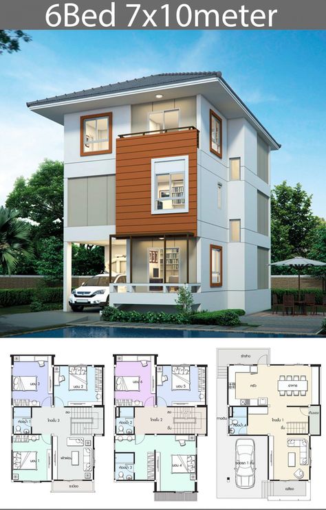 Images By Ghislaine Versteegt On House 451 6 Bedroom House Plans, Two Story House Design, Pelan Rumah, 2 Storey House Design, Two Story House, 6 Bedroom House, Simple House Design, House Construction Plan, House Layout Plans