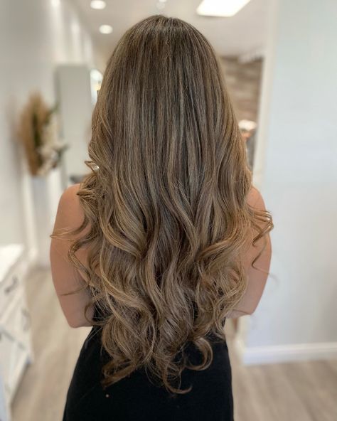 Girl in black dress with long light brown curled hair using Keracolor's new Mocha Latte color and clenditioner product. Mocha Latte, Mocha, New Color, Product Launch, Long Hair Styles, Nails, Hair Styles, Hair, Beauty