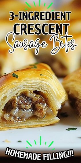 Get ready for a super simple and absolutely delicious appetizer that’s perfect for any occasion. These 3-Ingredient Crescent Sausage Bites are a breeze to make and will leave your guests… Crescent Sausage Bites, Sausage Bites, Sausage Appetizers, Peach Pound Cakes, Yorkshire Pudding Recipes, Vegetarian Sausages, Easy Carrot Cake, Low Fat Cheese, Snack Mix Recipes