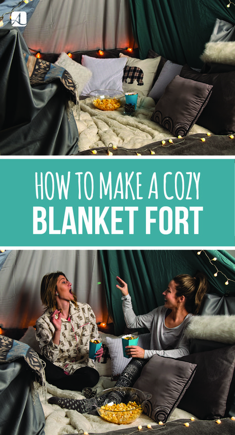 Sharing a blanket on the couch is old news—take it to the next level with this stylish and trendy fort for your partygoers this holiday season! | #blanketfort #cozy #holiday #party #pjparty Blanket Forts For Adults, How To Make A Fort With A Couch, Blanket Tent Fort, Blanket Fort Date Night, Bed Tent Adult, Couch Fort Ideas Living Rooms, Inside Fort Ideas, Living Room Fort For Adults, Blanket Fort Ideas Indoor