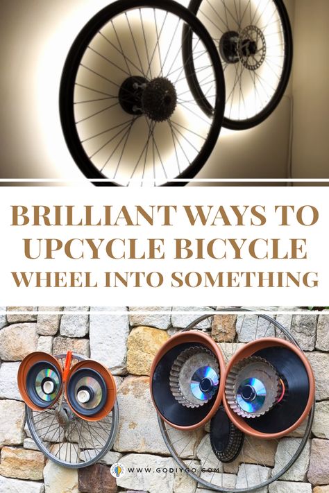 You might have an old bike hiding at the back of your garage. What will you do with it? So, what about we take the wheel and make a new thing with it? Bicycle Rims Ideas, Old Metal Wheels Ideas, Bicycle Wheel Repurposed, Bicycle Rim Projects, Bike Parts Art, Bike Wheel Art, Bicycle Wheel Art, Bike Wreath, Bike Tube Crafts