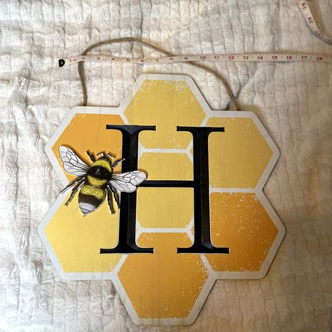 Ashland 3d Bee Hive Honey Comb H Initial Hang Art Sign Yellow Distressed Cute Nursery Kitchen Home Cute Unisex New With Tag H Initial, Wall Decor Letters, Wooden Signs Diy, Cute Nursery, Witchy Home Decor, Apple Decorations, Country Wall Decor, Bee Wall, Hang Art