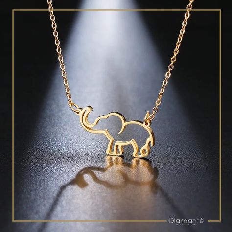 Make a wish and put on your Necklace, Elephants are one of the oldest symbol of Good-luck. Wear  your necklace as a reminder that whenever you need a extra luck, just point your trunk up towards the sky and believe !  #Elephant #Charm #Pendant #Gold #GoodLuck #Elephant #Necklace #Women #Girls #Chain #Jewelry #Gifts #Stainless #Steel #fashionjewellery #fashionjewelleryindia #fashionblogger #india #banglore #mumbai #delhi #diamante #diamanté #diamante_fashionblogger #vocalforlocal #indianaccessor Elephant Necklace Gold, Origami Elephant, Origami Necklace, Elephant Pendant Necklace, Animal Model, Lucky Elephant, Gold Elephant, Trendy Necklace, Silver Elephants