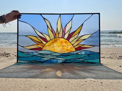 SwellColors Glass Studio & Gallery — PURO VERANO - Summer Sun Designs Gourd Ideas, Glass Painting Patterns, Glass Painting Designs, Studio Gallery, Stained Glass Diy, Stained Glass Crafts, Stained Glass Panel, Glass Studio, Stained Glass Designs