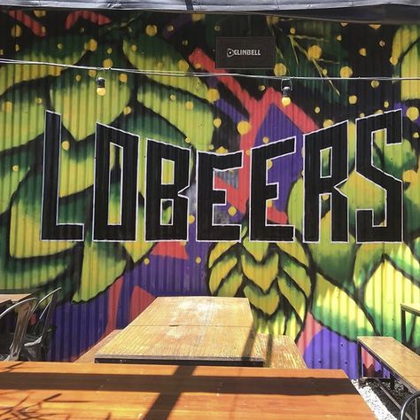 Mural - LOBEERS BREWERY (Garden2) Beer Mural, Wall Branding, Pizza Vector, Brewery Design, Mural Ideas, Half Baked, Graffiti Painting, Art Graffiti, Beer Garden