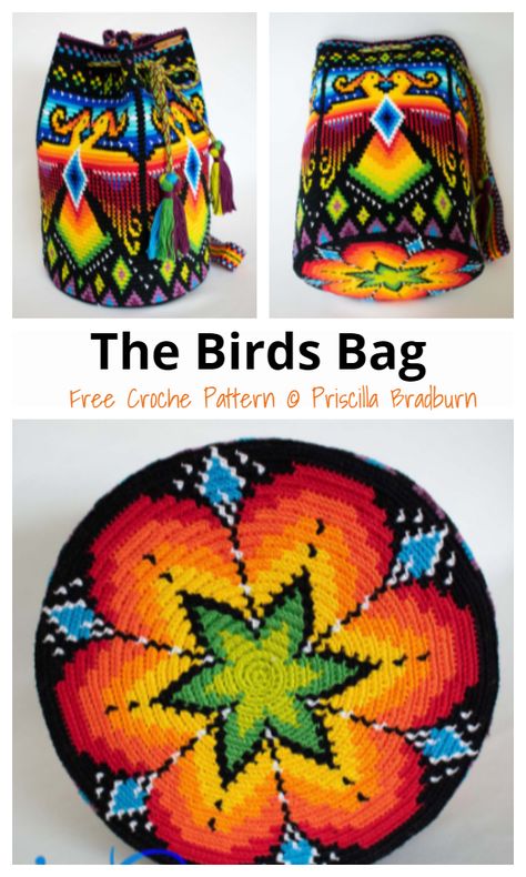 Mochila Tapestry Bag Free Crochet Patterns & Paid - DIY Magazine Free Wayuu Mochila Bag Patterns, Crochet Pattern Purse Free, Hippie Crochet Patterns, Virkning Diagram, Wayuu Bags Pattern, Crochet Backpack Pattern, Mochila Crochet, Hippie Crochet, Free Crochet Bag