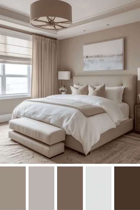 Here are 25 modern beige bedroom ideas that demonstrate how to effectively incorporate this neutral shade in different ways. Warm Beige Bedroom, Modern Beige Bedroom, Beige Bedroom Ideas, Taupe Bedroom, Farmhouse Bedding Sets, Beige Palette, Beige Room, Neutral Bedroom Decor, Luxurious Bedding