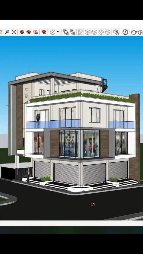 Corner Plot Elevation Design, Vastu Plan, Indian House Exterior Design, Corner Building, Home Elevation, 3d Plan, Plan 2d, Building Design Plan, Commercial Design Exterior