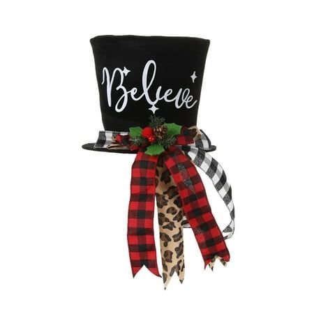 Christmas Decorations Christmas Tree Top Bow Top Hat Decoration Feature: [Special Christmas tree top hat]-Unique large black bowler hat with big red lattice bow and extended ribbon, classic and elegant Christmas tree top hat, Christmas tree top hat. During this holiday season, classic and festive designs add some unique styles and to your home decoration. This tree top hat will definitely and elegant year year! [Exquisite work]- The top hat is carefully sewn with heart and. The hat is made of, w Tree Top Bow, Christmas Tree Topper Hat, Christmas Tree Top, Christmas Tree Tops, Elegant Christmas Trees, Hat Decoration, Tree Top, Bow Top, Christmas Tree Topper