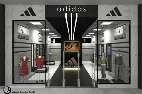 Adidas exterior Adidas Store Interior, Adidas Store Design, Retail Store Entrance, Animal Design Illustration, Store Entrance, Skechers Store, Sportswear Store, Adidas Store, Store Design Boutique