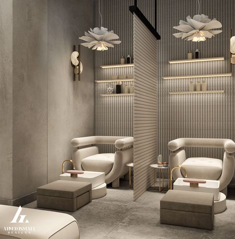 Luxury Beauty Salon, Nail Salon Interior Design, Beauty Salon Interior Design, Nail Salon Interior, Esthetician Room Decor, Spa Room Decor, Spa Interior Design, Hair Salon Interior, Salon Suites Decor