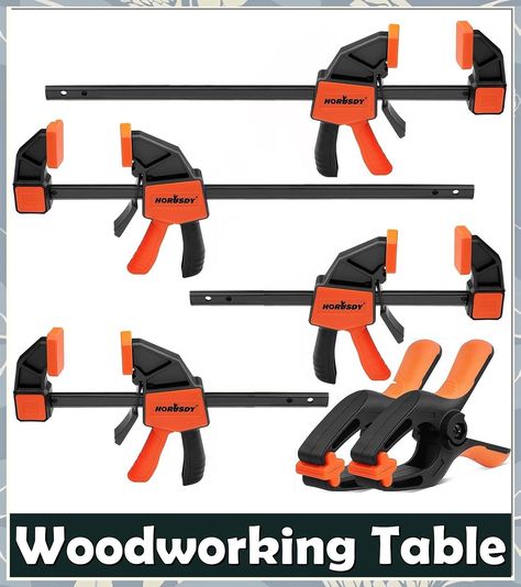 HORUSDY 6-Pack Wood Clamps for Woodworking, 12" and 6" Bar Clamps, Wood Working Clamps Sets, Quick Clamps F Clamp with 150 LBS Load Limit (6-Pack Wood Clamps) Closet Organizer Plans, Wood Clamps, Diy Projects Plans, Diy Outdoor Lighting, Woodworking Clamps, Wood Burning Kits, Woodworking Table, 150 Lbs, Deck Plans