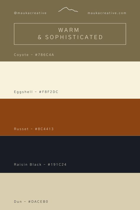 Sophisticated colour palette with warm, neutral tones for a luxury brand, high-end brand, elegant brand. Check out Mauka Creative for support with logo and brand idenity design! Neutral Luxury Color Palette, Neutral Brown Palette, Colour Palette For Website Design, Vintage Luxury Color Palette, Luxury House Color Palette, High End Colour Palette, Upscale Color Palette, Dark Luxury Color Palette, Classic Color Pallete