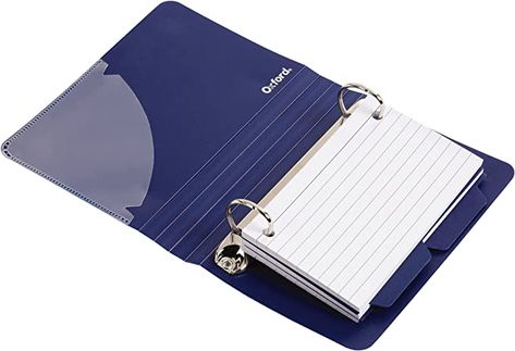 Amazon.com : Oxford Poly Index Card Binder, 3 x 5 Inches, Color Will Vary, Includes 50 Pre-Punched Cards (73569) : Office Products Index Card Binder, Stationary Art, Cute Pencil Case, Index Card, Commonplace Book, Note Holders, Card Files, Binder Covers, Index Cards