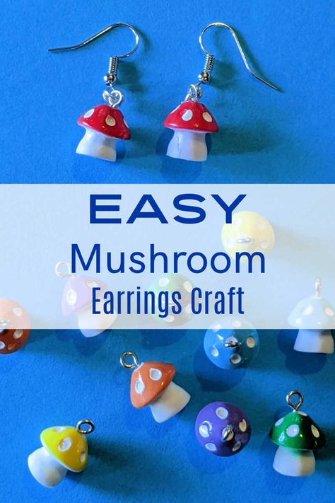 Beaded Mushroom Earrings Tutorial, Mushroom Crafts Jewelry Making Tools, Handmade Cute Mushroom Earrings, Cute Mushroom-shaped Earrings For Gifts, Whimsical Mushroom-shaped Earrings For Gifts, Earring Crafts, Easy Crafts For Kids, Diy Earrings, Easy Crafts