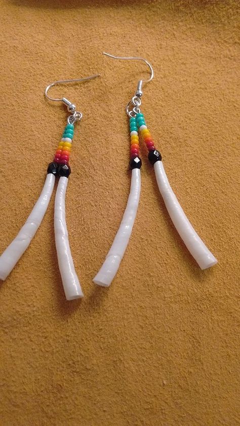 Native American Dentalium Earrings, Dentilium Earrings, Dentalium Shell Earrings, Dentallium Earrings, Dentalium Jewelry, Dentalium Earrings, Metis Beading, Native Earrings, Ribbon Skirt