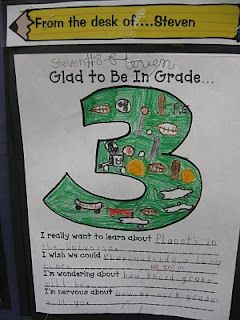 Glad to be in Grade 3. (Or, any grade, I suppose.) "I really want to learn about...; I wish we could...; I'm wondering about...; I'm nervous about..." Awesome idea to give you some insight into your kiddos at the beginning of the year. =) Boy Activities, Sports Classroom, School Planning, Third Grade Writing, First Day Activities, 3rd Grade Writing, First Day Of School Activities, Third Grade Classroom, School 2017