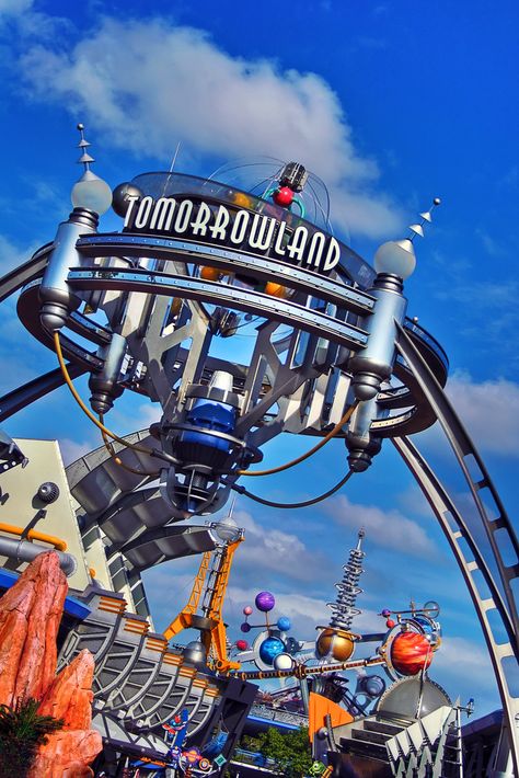 Tomorrowland Entrance | Realistic HDR tonemapped image of th… | Flickr Tomorrowland Aesthetic Disney, Disney World Tomorrowland, Disney Entrance, Disney Parks Aesthetic, Tomorrowland Disney, Disney Tomorrowland, Disney World Photography, Disney World Aesthetic, Photowall Ideas