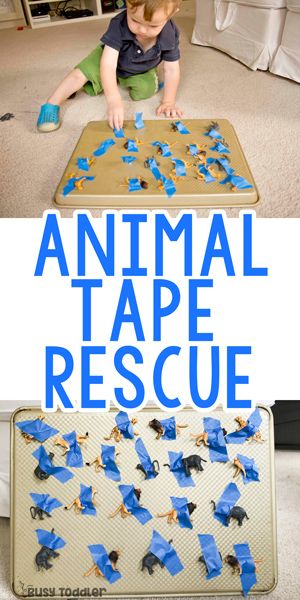 Animal Tape Rescue Activity #busytoddler #toddler #toddleractivity #easytoddleractivity #indooractivity #toddleractivities #preschoolactivities  #homepreschoolactivity #playactivity #preschoolathome  #tabyactivities #babyactivities Animal Tape Rescue, Mainan Diy, Maluchy Montessori, Activity For Toddlers, Easy Toddler Activities, Preschool Fine Motor, Toddler Sensory, Baby Activity, Toddler Activity