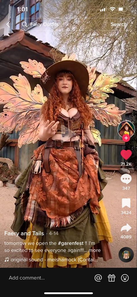 Harvest Witch Costumes, Autumn Elf Costume, Autumn Fairy Dress, Fae Ren Faire, Fall Fairy Ren Faire, Woodland Costume Women, Renn Fest Costume Ideas, Ren Fest Outfits Fairy, Woodland Fairy Ren Faire