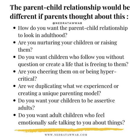 What a parent does in childhood often manifests in the adult parent-child relationship. #nedranuggets #setboundariesfindpeace #setboundaries #nedratawwab #healthyrelationship #healthyboundaries #boundaries #dramafree #healthyfamilies Uppfostra Barn, Parenting Adult Children, Parenting Knowledge, Parenting Plan, Intentional Parenting, Parenting Done Right, Parenting Help, Conscious Parenting, Mindful Parenting