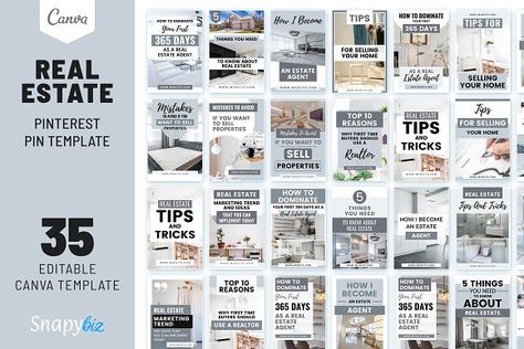 Real Estate Pinterest Canva Template by Snapybiz on @creativemarket Pinterest Pin Design, Canva Real Estate, Pinterest Template, Real Estate Marketing Strategy, Realtor Branding, Pin Template, Pin Design, Pinterest Templates, Real Estate Business