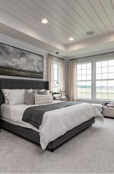 Tray Ceiling Bedroom, Tray Ceiling Ideas, Shiplap Bedroom, Shiplap Ceiling, Tongue And Groove Ceiling, Ceiling Design Ideas, Pop False Ceiling Design, Ceiling Ideas, Tray Ceiling