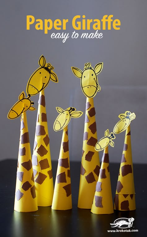 Paper Giraffe, Giraffe Crafts, Aktiviti Kanak-kanak, Animal Crafts For Kids, Aktivitas Montessori, Diy Papier, Paper Animals, Paper Crafts For Kids, Childrens Crafts