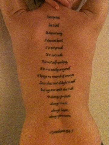 Corinthians 13:4-8 Tattoo, 1 Corinthians 13:4-7 Tattoo, 1st Corinthians 13 Tattoo, Corinthians Love Is Patient, Corinthians Love, 13 Tattoo, 7 Tattoo, Meaningful Tattoo Quotes, 13 Tattoos