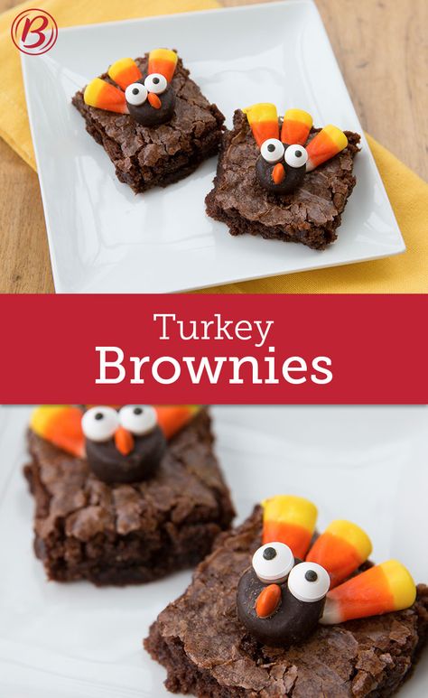 An adorable addition to your Thanksgiving kids' table, these gobble-y good brownies are ready in a snap thanks to Betty's Fudge brownie mix. Turkey Brownies, Dessert Turkey, Thanksgiving Brownies, Easy Thanksgiving Desserts Recipes, Thanksgiving Desserts Recipes, Easy Thanksgiving Desserts, Easy Thanksgiving Dessert Recipes, Thanksgiving Desserts Kids, Food Turkey