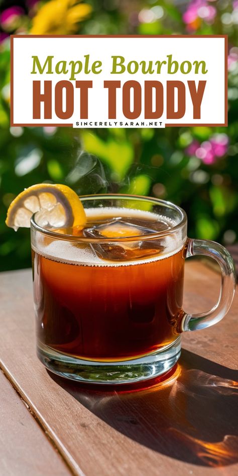 🍋 Elevate your cocktail game this season with the Maple Bourbon Hot Toddy 🥂 This classic drink gets a delicious twist with the addition of maple syrup, adding a rich sweetness that perfectly complements the bold bourbon flavor 🥃 The Maple Bourbon Hot Toddy is ideal for those chilly nights when you need something warm and comforting. Share this recipe with friends, and enjoy the perfect winter drink together! Hot Buttered Bourbon Recipe, Hot Toddy Cocktail Recipe, Fall Hot Toddy Recipe, Hot Bourbon Drinks, Warm Bourbon Drinks, Hot Cocktails Alcohol, Hot Toddy Recipe Whiskey, Hotty Toddy Drink, Drinks With Bourbon