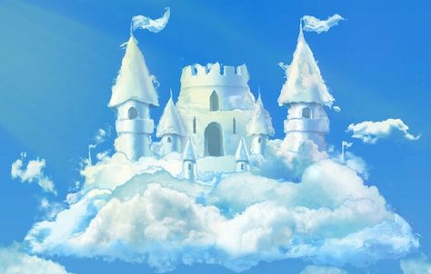 Cloud Castle Birthday Tips, Cloud Castle, Princess Party Ideas, Castle Backdrop, Castle Illustration, Castle Background, Cloud Illustration, City Of God, Dragon's Lair