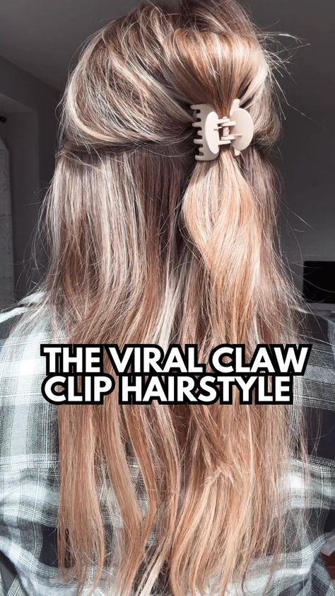 Easy Hair Tutorials | Hairstyles | Hair Growth | Save this viral claw clip hairstyle for fall! 💁🏼‍♀️ In case you’re new here, I’m Mandi! 👋🏻 Think of me as your virtual hair bestie, here... | Instagram Haïr Style With Claw Clips, Half Up Hair With Claw Clip, Half Up Hair Clip Hairstyles, Small Claw Clip Hairstyles Long Hair, Easy Up Hairstyles For Long Hair, Half Up Clip Hairstyles, Half Up Half Down Hair Claw Clip, Claw Clip Half Up Half Down, Half Up Half Down Claw Clip