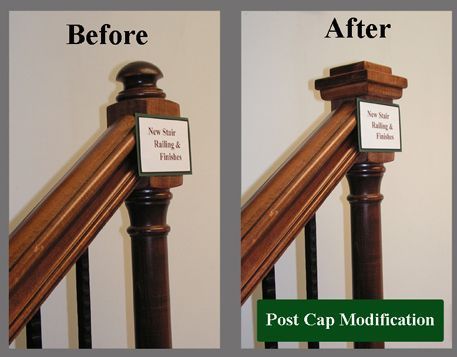 Stair Caps Diy, Trap Makeover, Staircase Update, Craftsman Stairs, Stair Railing Makeover, Diy Stairs Makeover, Stair Newel Post, Diy Staircase Makeover, Stairs Makeover Ideas