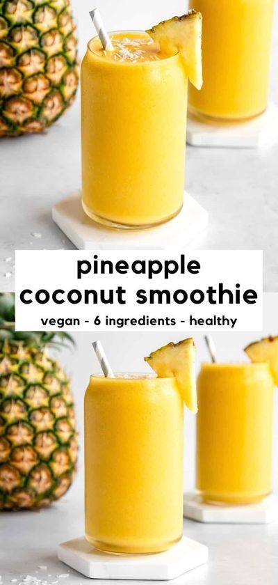 Pineapple Coconut Smoothie, Coconut Smoothie Recipe, Vegan Smoothie Recipes, Pina Colada Smoothie, Healthy Nutrition Plan, Juice Smoothies Recipes, Coconut Smoothie, Pineapple Smoothie, Frozen Pineapple