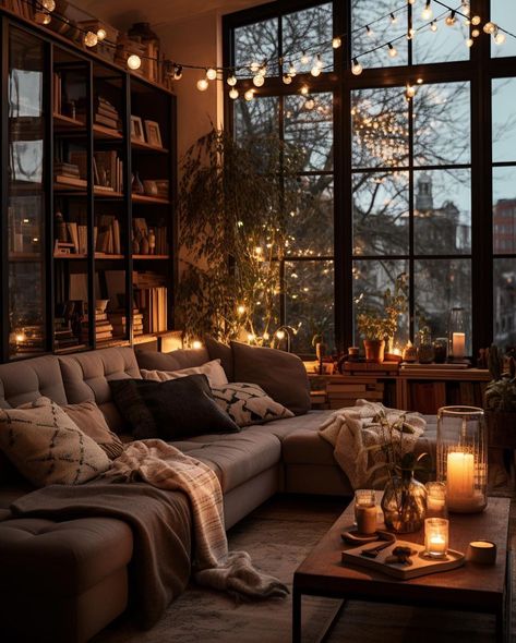 Cozy Room Decor, Hus Inspiration, Apartment Decor Inspiration, Dream House Interior, Living Room Inspo, Living Room Style, Cozy Room, Home Library, Dream Rooms