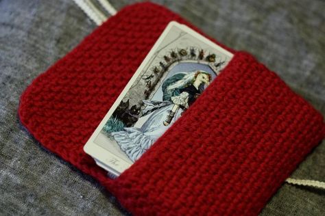 Tarotmama's Crochet pouch patterns! - Aeclectic Tarot Forum Knit Tarot Bag, Crochet Tarot Bag Pattern Free, Tarot Bag Crochet, Crochet Tarot Bag Pattern, Tarot Card Crochet Bag Pattern, Wiccan Crochet Patterns Free, Crochet Tarot Card Pouch Free Pattern, Crochet Assessories Aesthetic, Crochet Tarot Card Pouch