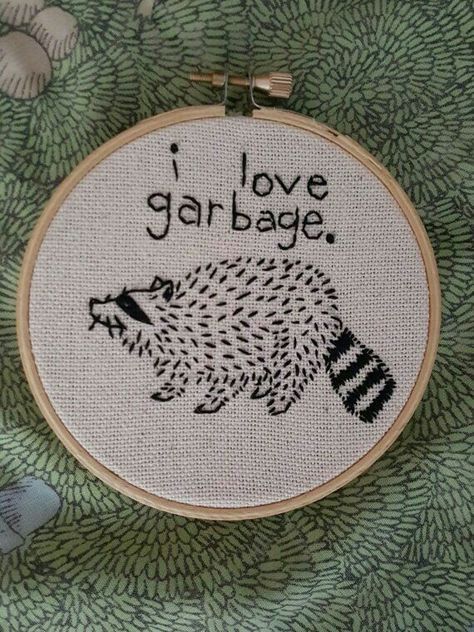 Animal Cross Stitch, Embroidery Materials, Learn Embroidery, Trash Panda, A Boyfriend, Sewing Embroidery Designs, Hand Embroidery Stitches, Hand Embroidery Patterns, Stitch Embroidery