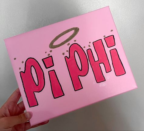 Bratz inspired pi phi canvas painting Pi Phi Painting Ideas, Pi Beta Phi Painting, Pi Beta Phi Canvas Painting, Pi Phi Canvas Paintings, Pi Phi Painting, Big Little Basket Fillers, Sorority Canvas Paintings Big Little, Easy Sorority Canvas, Pi Beta Phi Canvas