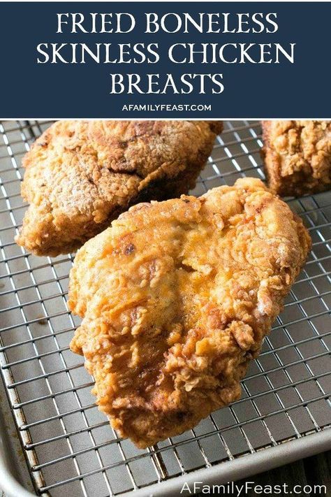 Oven Fried Chicken Breast, Fried Chicken Boneless, Fried Boneless Chicken Breast, Boneless Skinless Chicken Breast Recipes, Skinless Chicken Breast Recipes, Fried Chicken Breast Recipe, Chicken Boneless Breast Recipes, Making Fried Chicken, Oven Fried Chicken