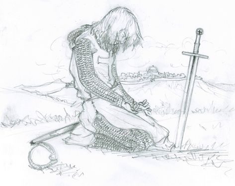 Knight, sad, kneeling, bowing, sword, grave; How to Draw Manga/Anime Kneeling Side View Drawing, Someone On Knees Reference, Character Kneeling Reference, Kneeling Knight Drawing, How To Draw Someone Kneeling, Kneeled Down Pose, Kneeling From Behind Reference, Kneeling Over Someone Pose, Character Kneeling Pose