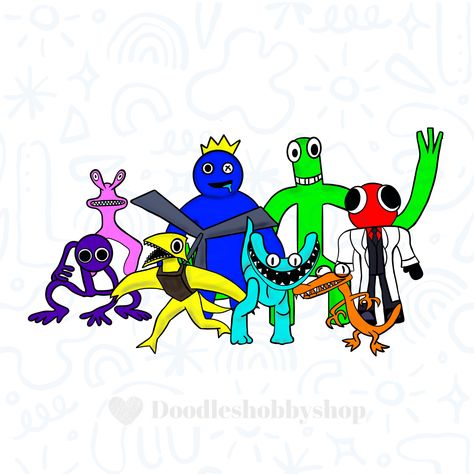 Rainbow Friends Characters, Dream Bedrooms, Fondant Animals, Rainbow Friends, Friends Characters, Chalk Drawings, Download Image, Friends Party, Game Characters