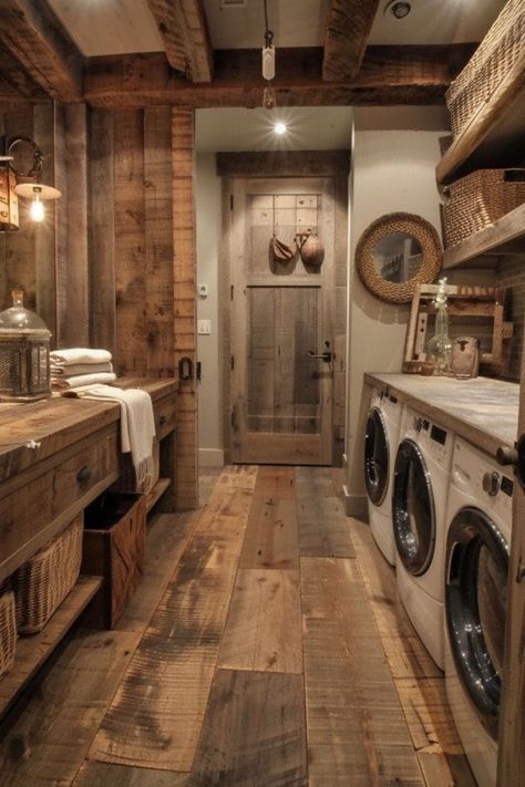 Cabin Laundry Room, Rustic House Decor, Landry Room, Modern Farmhouse Ideas, Country Laundry Rooms, Rustic Laundry Rooms, Ranch House Decor, Cottage Farmhouse Decor, Fresh Laundry