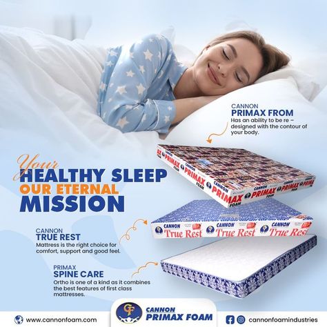 Our only objective is to help you provide the comfort you need by manufacturing the best quality mattress and foam for your use. Perfectly designed medicated mattresses for all our clients. For any product related queries/information. Contact us: 03367746295 Or visit our website: http://www.cannonfoam.com/ #dolphin #memoryfoam #matress #springmattress #memoryfoammattress #bedroom #homecomforts #productoftheday #modern #comfort #comfy #naptime #Pocketspringsystem #Healthylifestyle Mattress Ads Design, Mattress Creative Ads, Mattress Poster, Book Infographic, Spine Care, Happy Rakshabandhan, Social Media Design Inspiration, Comfort Mattress, Design Posters