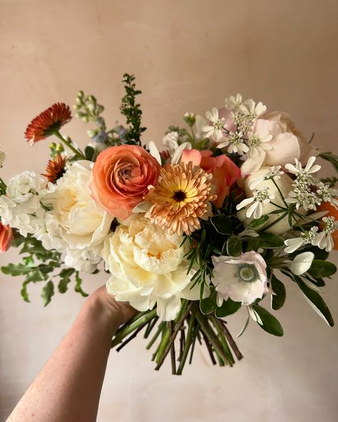 A few bouquets from the month of May. Filled with plenty of peonies, daisies, garden roses, sweet peas and ranunculus. . . . . #elderandwild #bridalbouquet #gardenstylebouquet #nottinghamflorist Peonies And Wildflower Bouquet, Dahlia Ranunculus Bouquet, Ranunculus Wedding Bouquet, Ranunculus Wedding, Orange Ranunculus, Garden Wedding Bouquet, Ranunculus Bouquet, English Garden Wedding, Planning Board