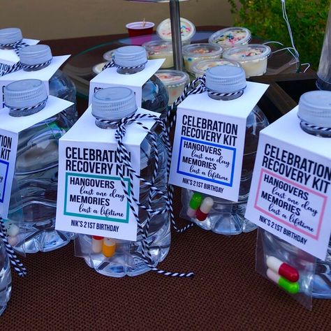 Hangover Kit Water Bottle Tags Wedding Favors Bachelorette | Etsy After Party Kit Wedding Favors, 21st Party Favors Birthday Ideas, Hangover Party Favors, Hang Over Kit Party Favors, Adult Candy Bags, Mermaid Birthday Party Snacks, Water Bottle Tags, 21st Birthday Favors, 21st Birthday Party Favors